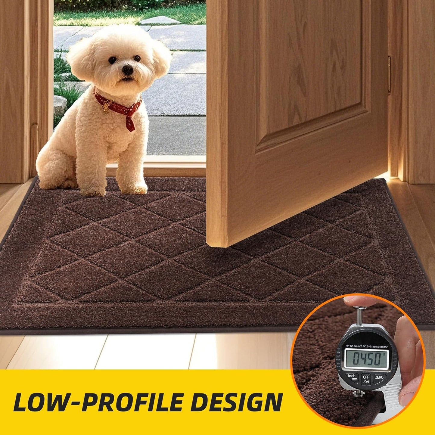 JSEI Dirt Trapper Door Mat 36"x60", Non-Slip Washable Entryway Mats, Dog Door Mat, Stain Resistant and Absorbent Floor Mats, Low Profile Welcome Mat for Front Back Door, Brown