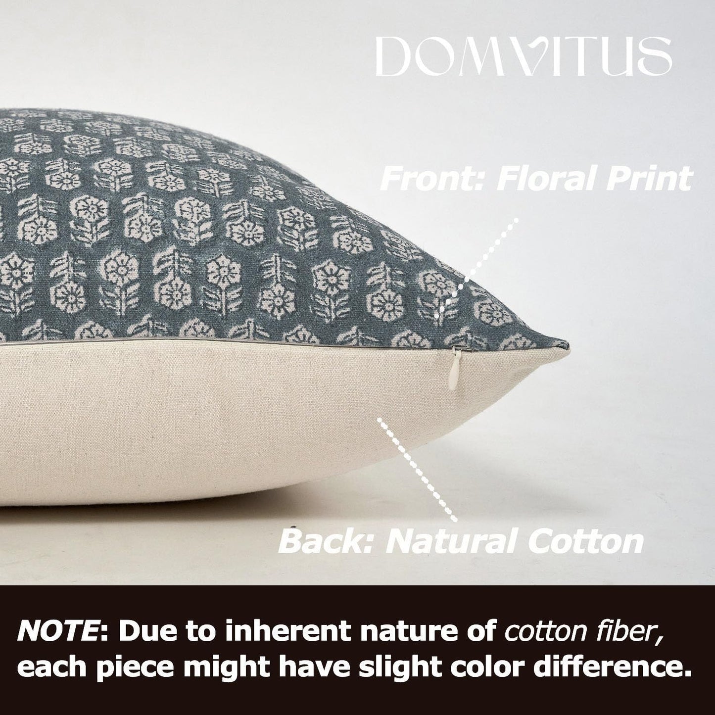 DOMVITUS Floral Pillow Covers Set of 2, Throw Pillow Covers 20x20, Floral Print Neutral Accent Decorative Pillow Covers for Living Room, Bed, Dusty Blue