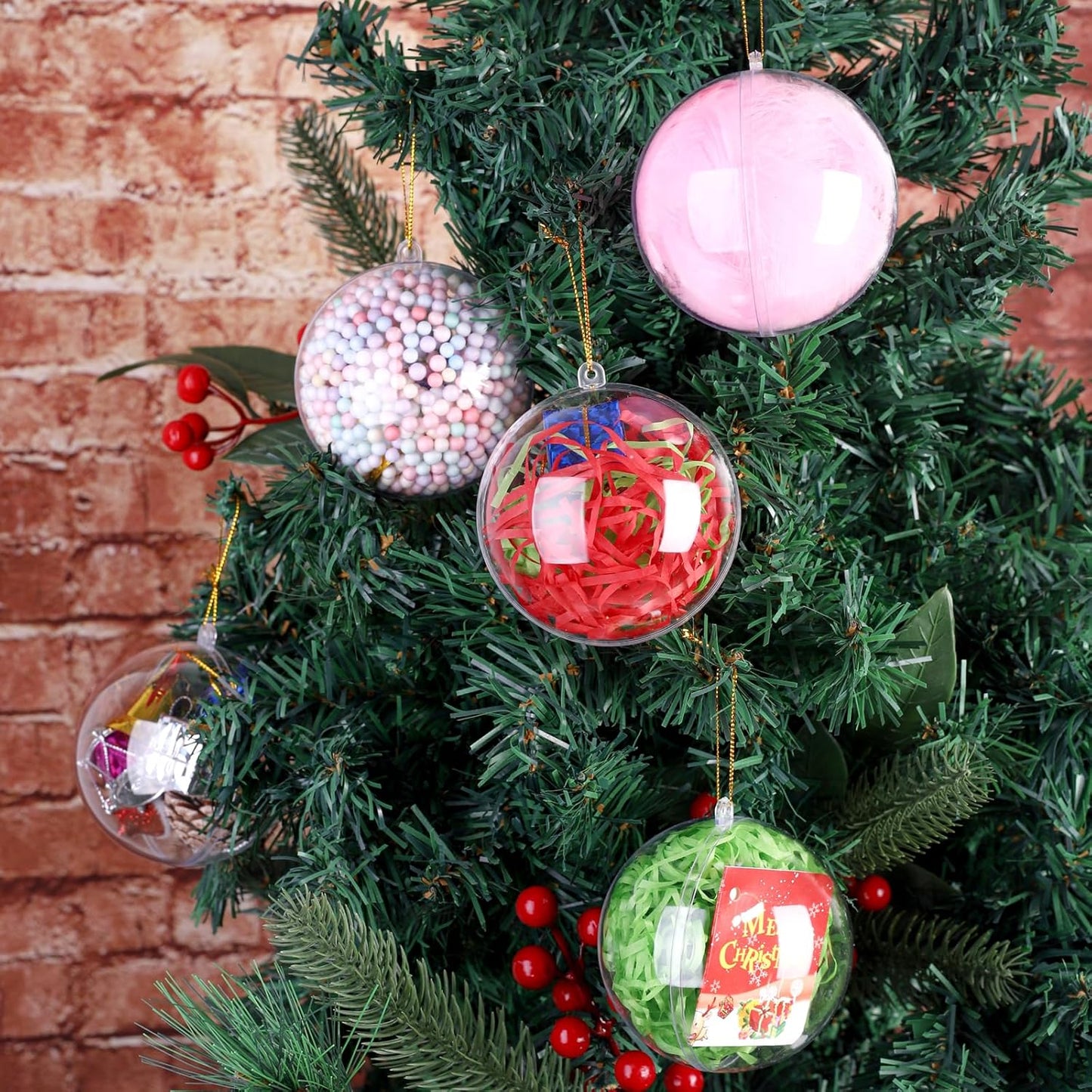 ANVAVO 50 Pieces 80mm Clear Plastic Fillable Ball Ornaments - DIY Craft Transparent Baubles for Christmas Tree Hanging - Shatterproof Decorations for New Years, Birthday, Wedding, Home Decor