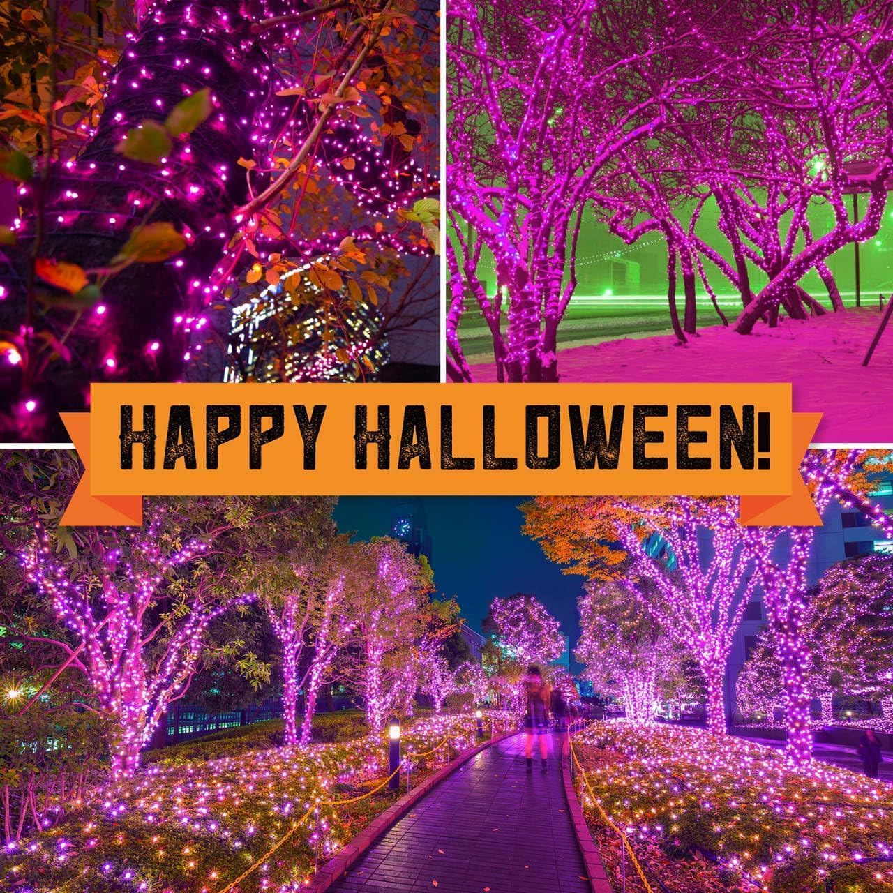 150LIGHTS Purple Extra-Bright with End Connectors Halloween Decorative Lights 9.72m UL Certified Mini String Light Set Waterproof for Halloween Home Garden Christmas Tree Party Patio Wedding