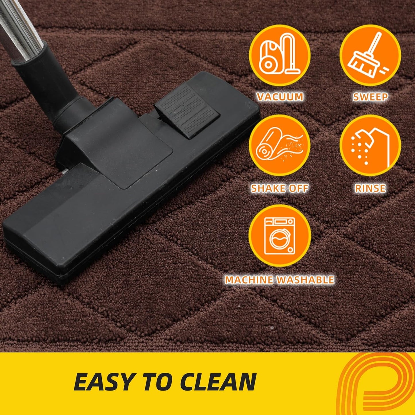 JSEI Dirt Trapper Door Mat 24"x36", Non-Slip Washable Entryway Mats, Dog Door Mat, Stain Resistant and Absorbent Floor Mats, Low Profile Welcome Mat for Front Back Door, Brown