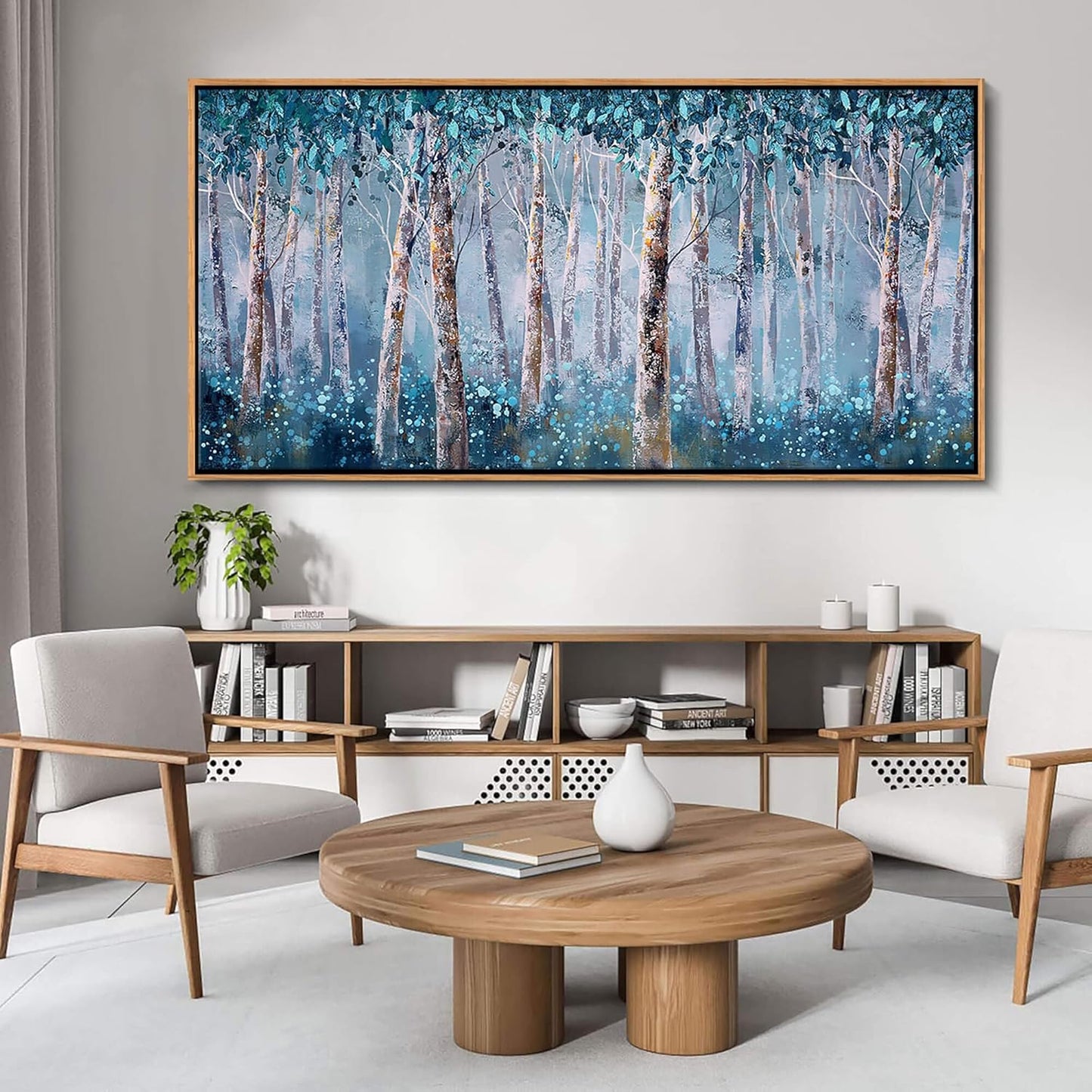 DINGDONG ART Modern Large Forest Canvas Wall Art for Bedroom | Landscape Wall Art for Living Room & Bathroom | Home Wall Decor 24x48 Inches Framed