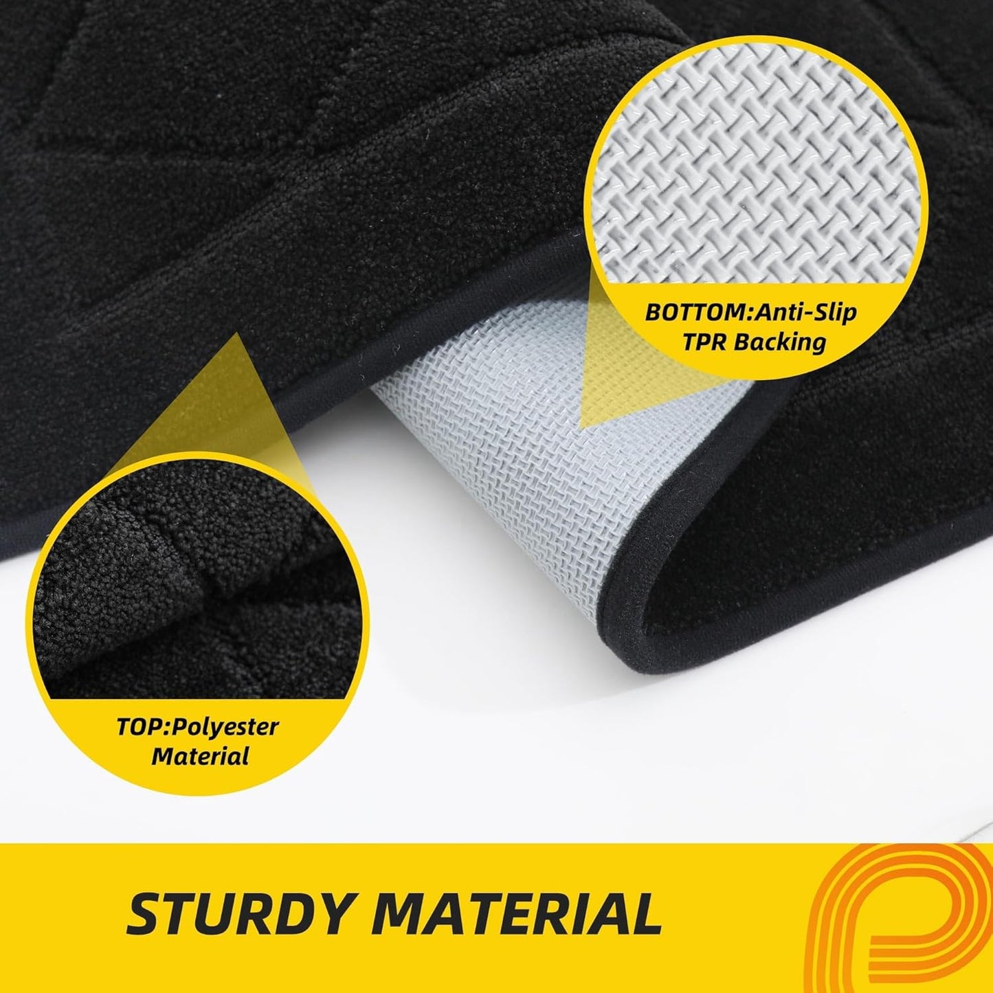 JSEI Dirt Trapper Door Mat 24"x36", Non-Slip Washable Entryway Mats, Dog Door Mat, Stain Resistant and Absorbent Floor Mats, Low Profile Welcome Mat for Front Back Door, Black