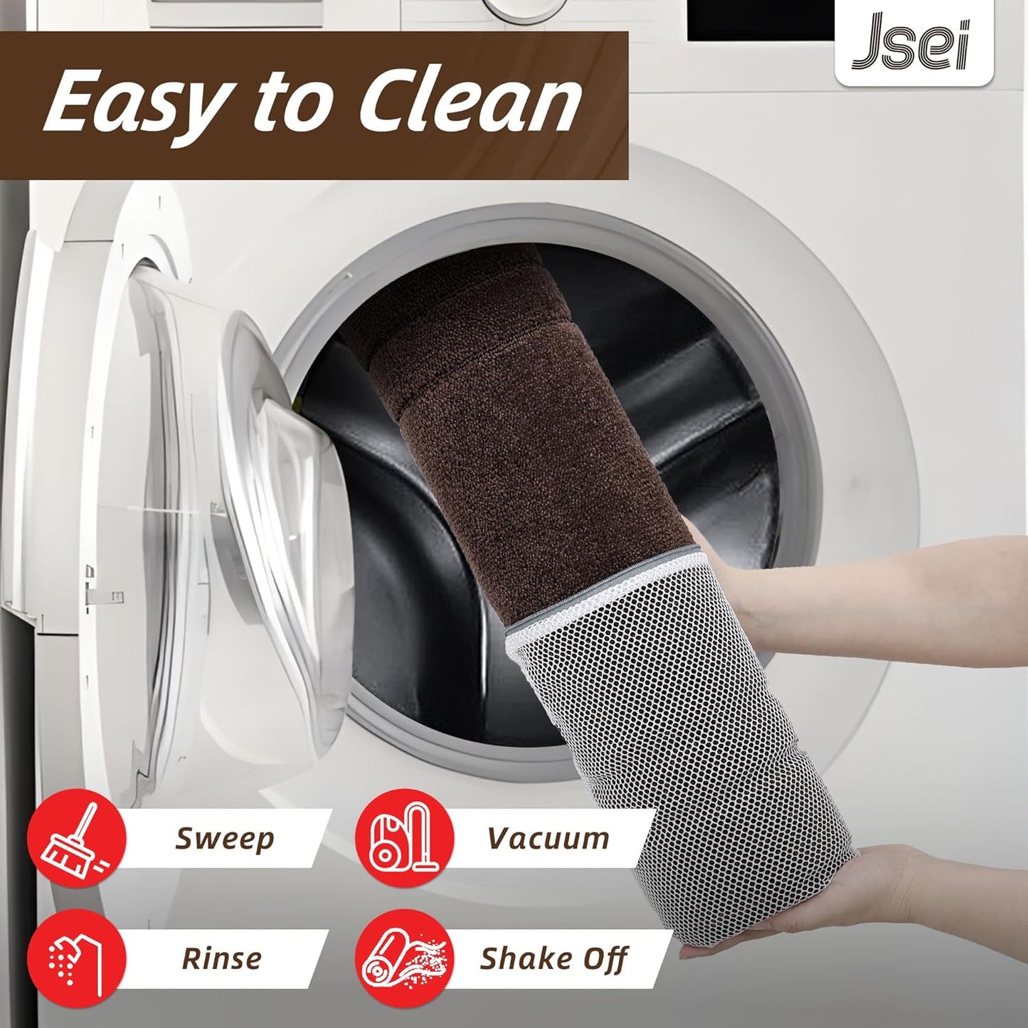 JSEI Entryway Rugs Doormat 32"x48", Non-Slip Dirt Trapper Door Mats Indoor, Washable Absorbent and Stain Resist Welcome Floor Mat for Front Door, Dog Door Mat, Muddy Wet Shoes & Paws, Brown