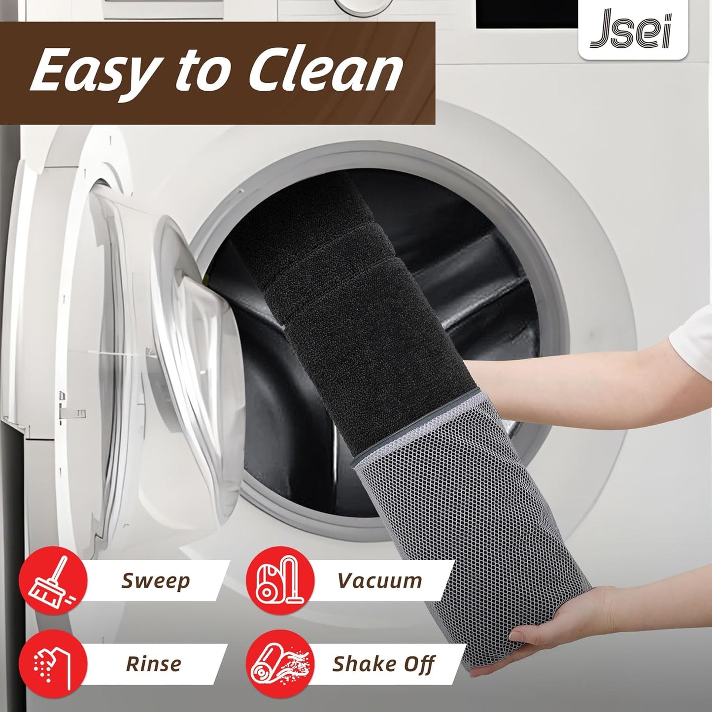 JSEI Entryway Rugs Doormat 24"x36", Non-Slip Dirt Trapper Door Mats Indoor, Washable Absorbent and Stain Resist Welcome Floor Mat for Front Door, Dog Door Mat, Muddy Wet Shoes & Paws, Black