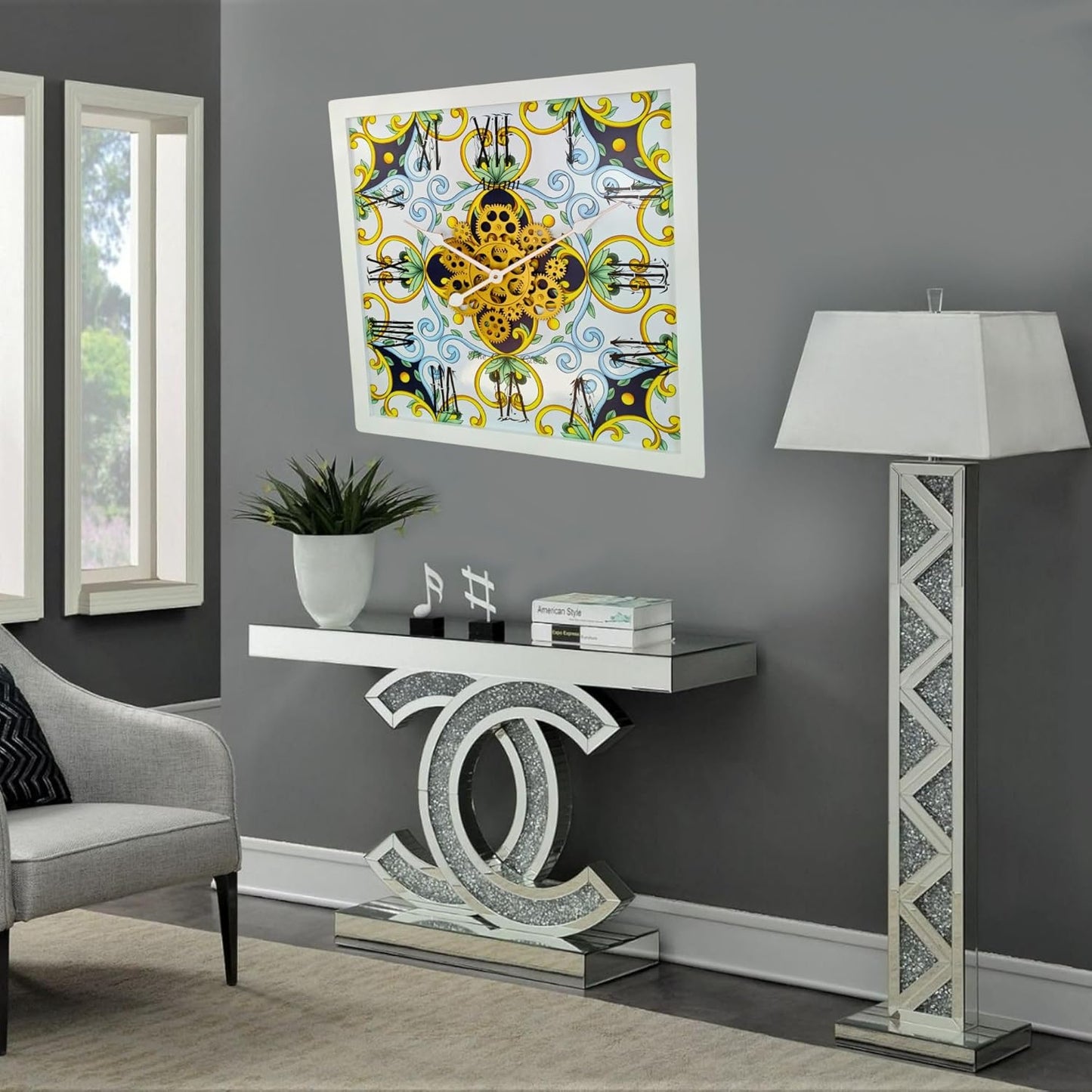 The Gears Clock Wall Clock Italy Collection with Moving Gears (Atrani, 24 inches (60 cm))