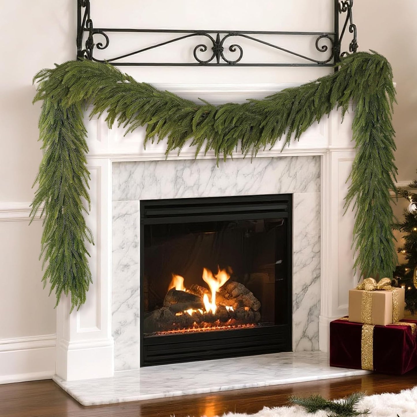 5FT Christmas Norfolk Pine Garland -1PCS, Artificial Pine Needles Garlands Faux Greenery Fake Garland for Holiday Fireplace,Table,Window,Stairs,Mante,Indoor Outdoor Decor