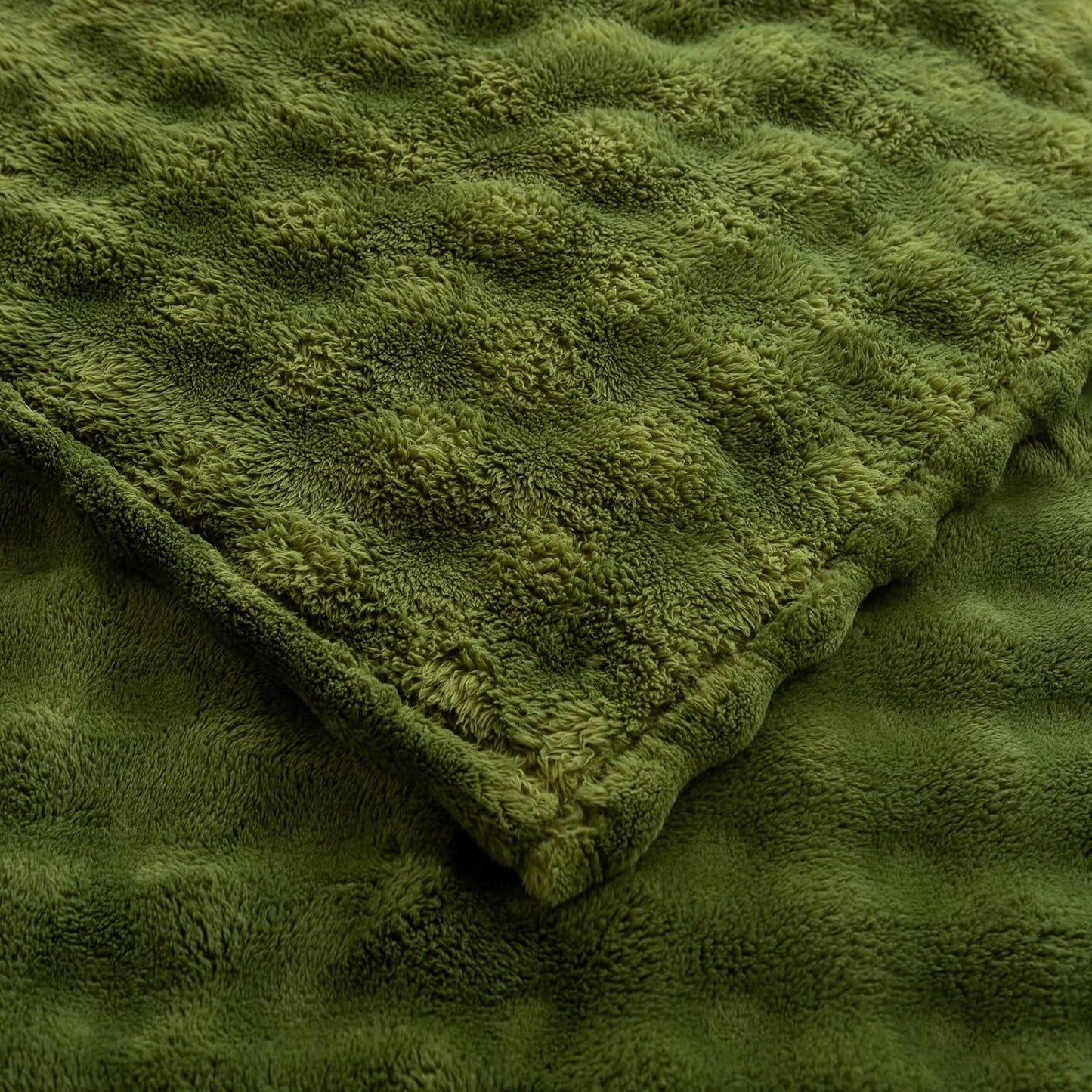 YUSOKI Luxury 3D Bubble Throw Blanket 5lb,All Ages,Home Decoration, (Olive Green,90 * 90inches)