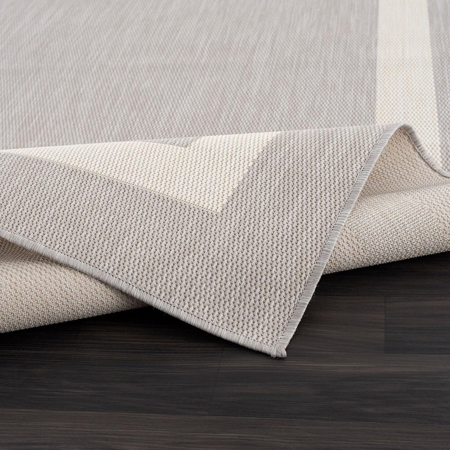 CAMILSON Outdoor Rug 5x7,Modern Outside Rugs for Patios Porches Waterproof Durable Washable Non-Shedding, Easy-to-Clean Indoor Outdoor Area Carpet (5 x 7, Bordered - Gray/White)