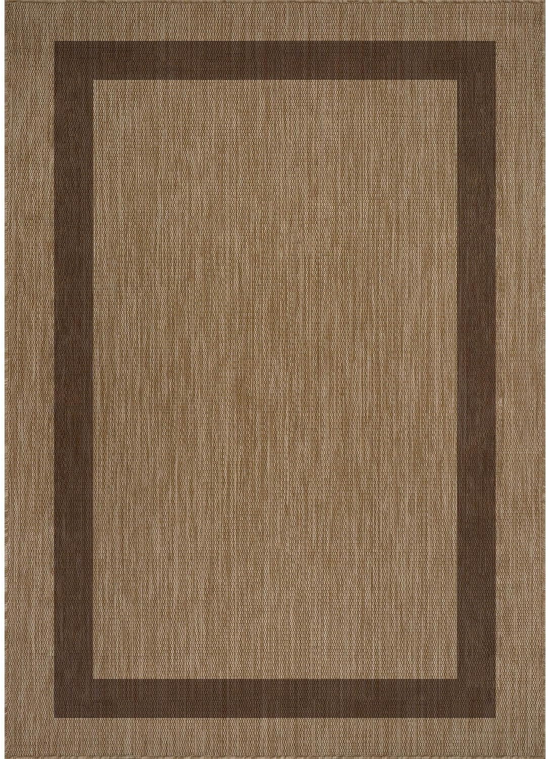 CAMILSON Outdoor Rug 5x7 - Modern Outside Rugs for Patios Porches Waterproof Durable Washable Non-Shedding, Easy-to-Clean Indoor Outdoor Area Carpet (5 x 7, Bordered - Jute)