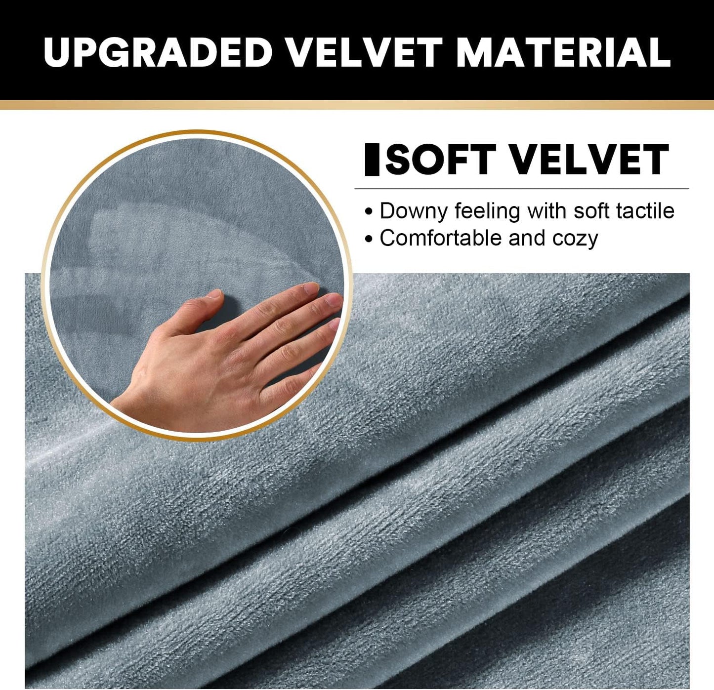 PrinceDeco Velvet Couch Cover for Dogs, Washable L Shaped Couch Cover, 1 Piece, Stone Blue