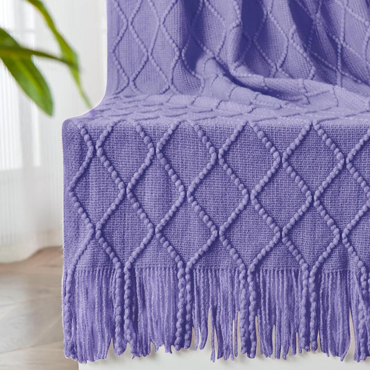 inhand Knitted Throw Blanket for Couch and Bed, Soft Living Room Home Decor Knitted Blanket with Tassel, Outdoor Lightweight Breathable Summer Blanket, Farmhouse Warm Woven Decorative, 50"x60"