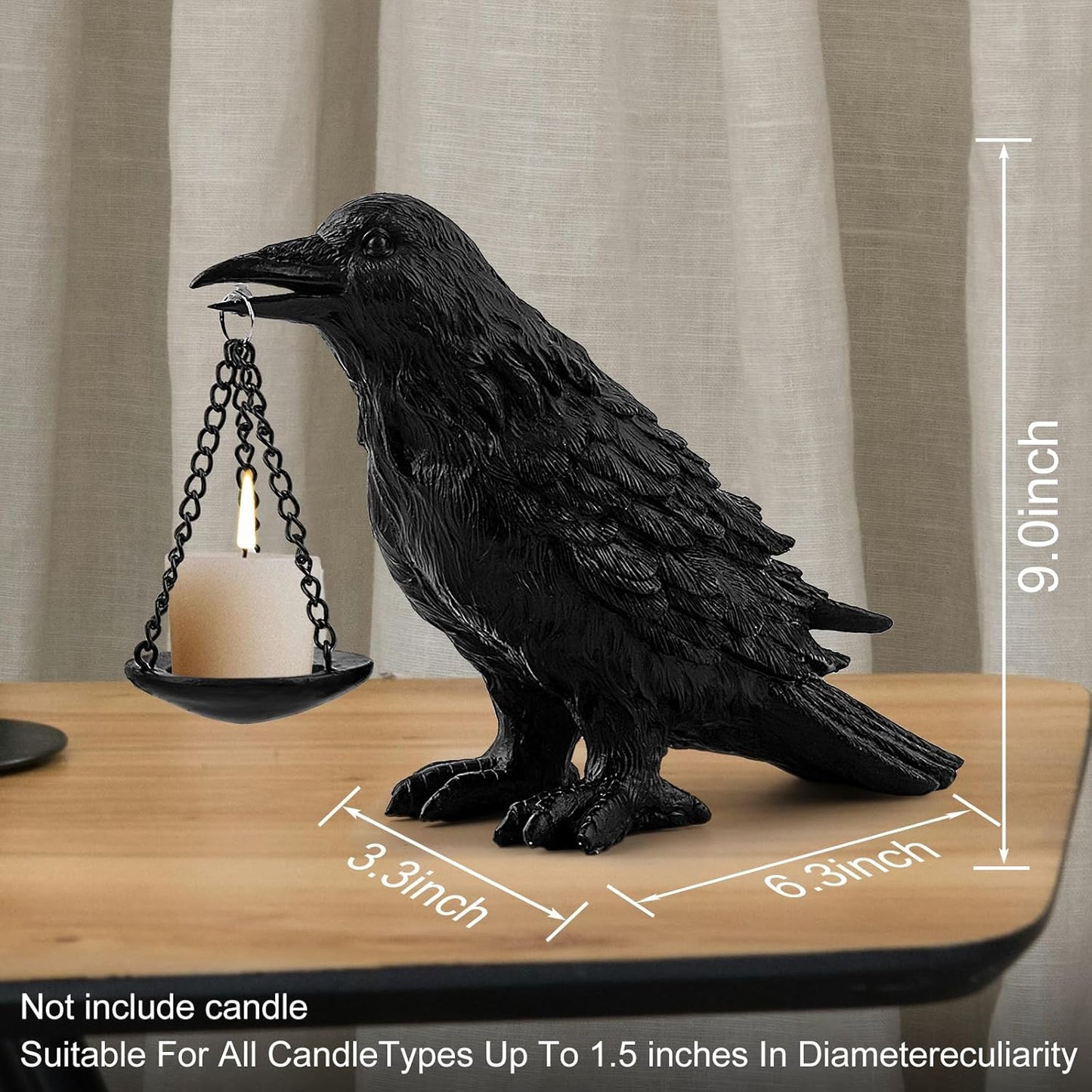 Raven Gothic Home Decor Fake Crow Light Holder Raven Lamp Tealight Candle Holder Resin Raven Statue 4PCS