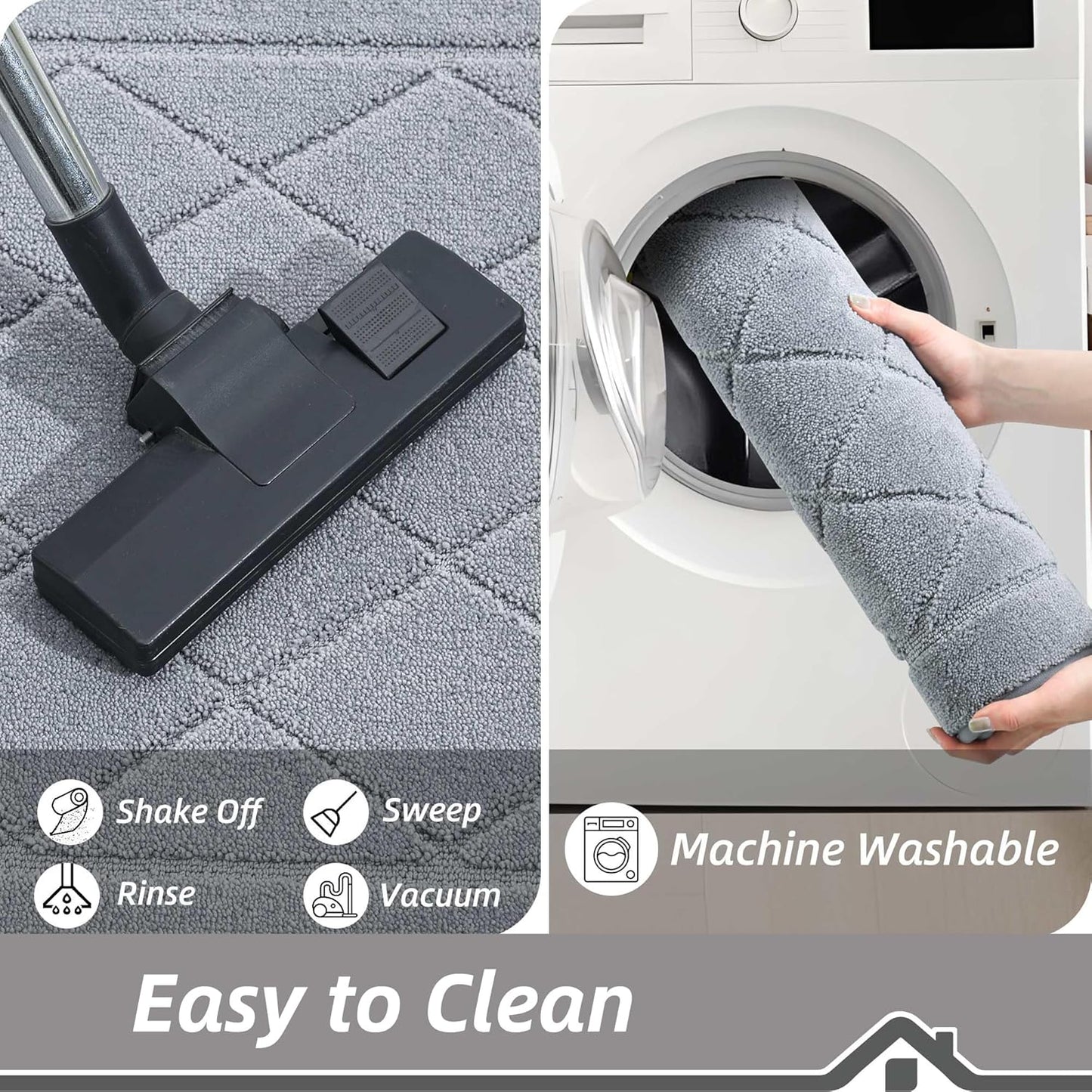 BEQHAUSE Dirt Trapper Door Mat 24" x 36", Doormat Non-Slip Entryway Rugs Washable, Dog Door Mat Stain Resistant and Absorbent Welcome Floor Mat for Front Back Door, Muddy Wet Shoes & Paws, Grey