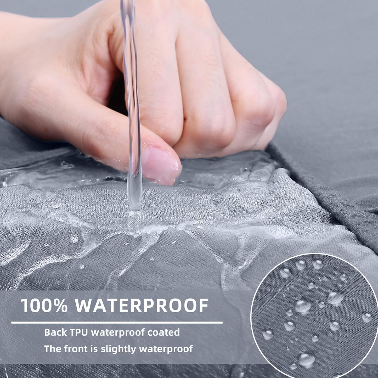 hyha Waterproof Couch Cushion Covers, Stretch Sofa Couch Seat Slipcover for Dog Washable, Non-Slip Waterproof Outdoor Cushion Covers for Patio Furniture Replacement (3 Pieces, Grey)