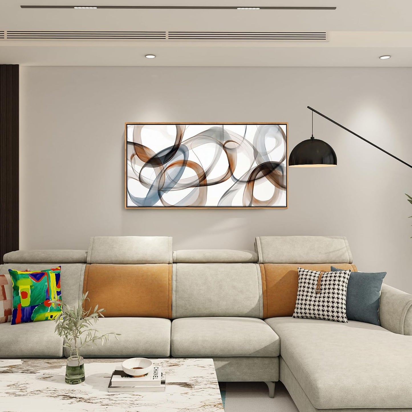 Abstract Wall Art - Framed Canvas Wall Art for Living Room, Bedroom, and Office - Minimalist Wood Wall Decor, Large Brown Art Prints, Kitchen bedroom wall art decor above bed