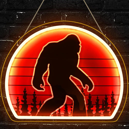 Bigfoot Neon Sign, Bright Dimmable USB Powered Sasquatch Neon Lights Sign and Unique UV Printed Funny Big Foot Sasquatch Gifts for Men Women Adults Kids Bigfoot Lovers Wall Art Decors