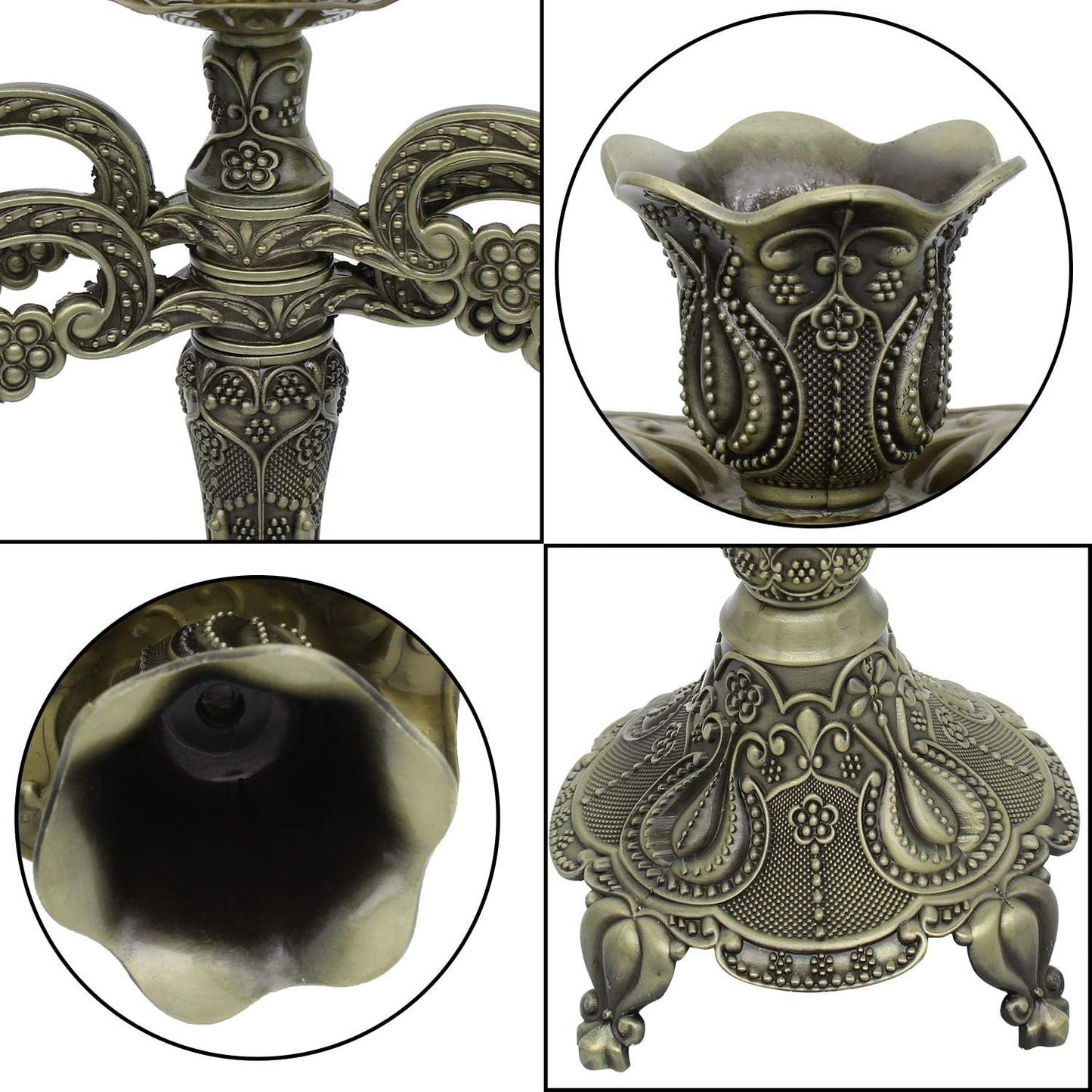 Metal Candelabra 5-Candle 10.1 Inch Tall Candle Holder Stick for Home Wedding Event and Party Festival,Bronze