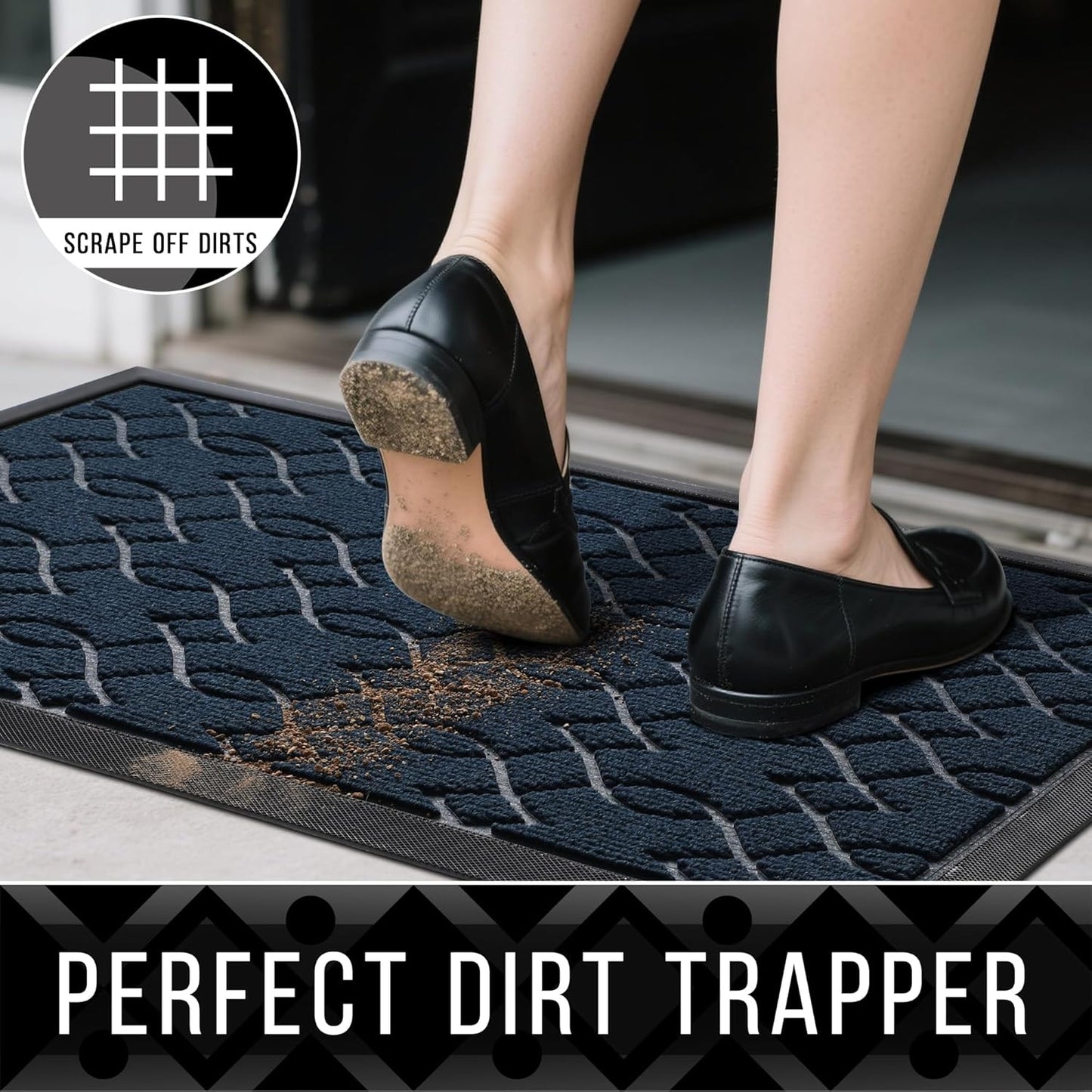 Yimobra Front Door Mat Outdoor Indoor 47x32, All-Season, All-Weather, Heavy Duty Welcome Door Mats Outside Entrance, Non Slip Porch Patio Entrance Mat, Blue