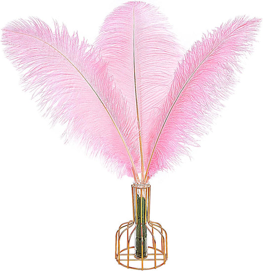 THARAHT 12PCS Ostrich Feathers Natural Bulk 12-14Inch(30-35cm) for Wedding Party Centerpieces Easter Gatsby Flower Arrangement and Home Decorate Ostrich Feathers,Pink