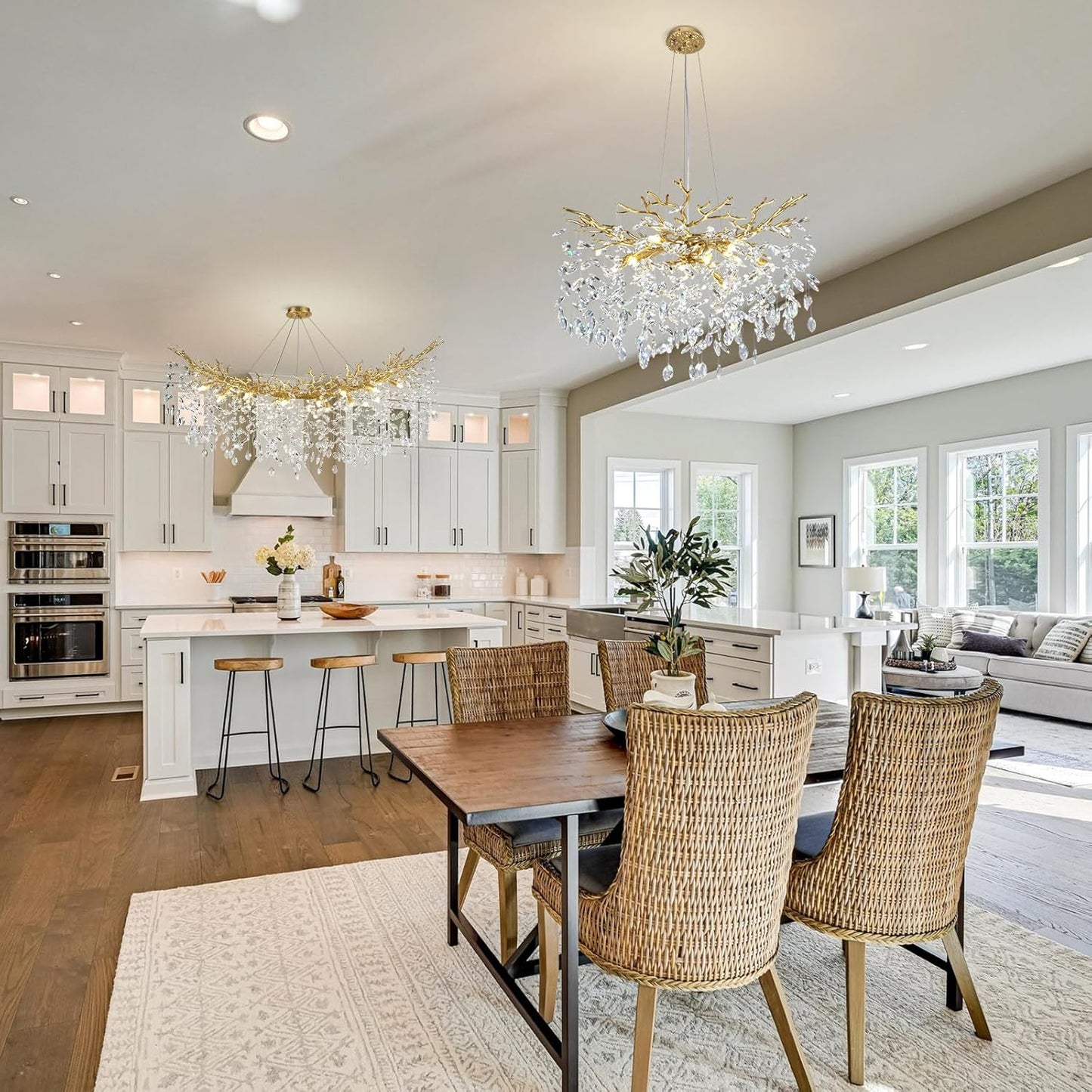 Modern Crystal Chandelier, 30" Chandeliers for Dining Room,Gold K9 Crystal Tree Branches Crystal Chandelier,10-Light Living Room Chandeliers, Fo Entryway,Foyer,Bedrooms