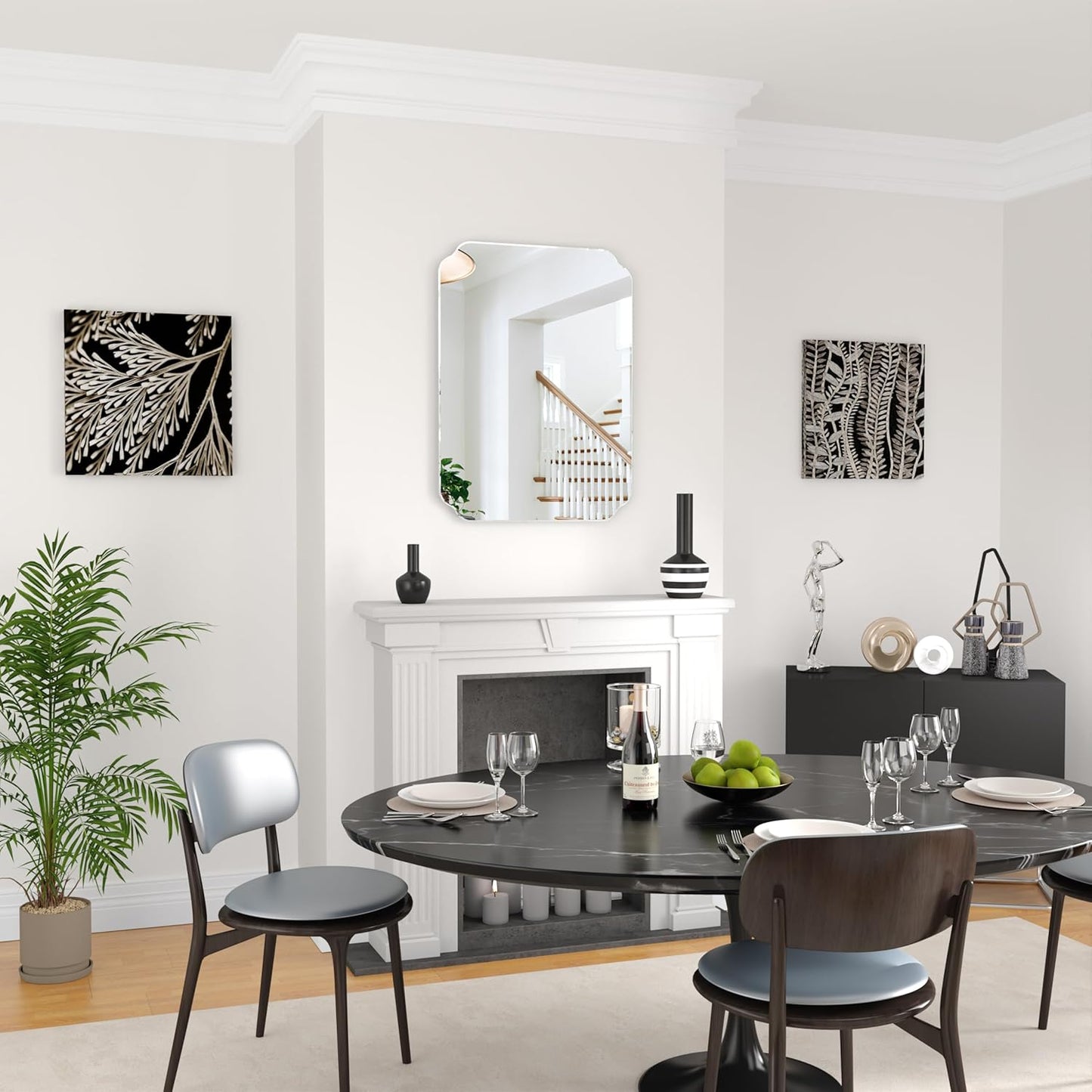 Bathroom Mirrors for Over Sink, Frameless Mirrors for Wall, 24x18 Inch Beveled Bathroom Mirror, Bathroom Vanity Mirror for Bedroom Living Room Entryway Home Decor