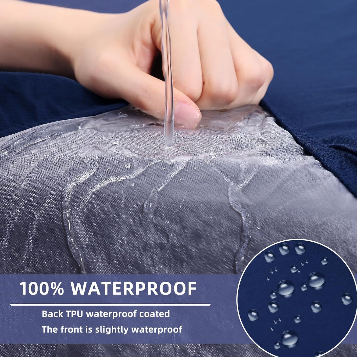 hyha Waterproof Couch Cushion Covers, Sectional Sofa Slipcovers Washable, L Shape Chaise Dog Couch Covers for Sectional Sofa, Universal Furniture Protector (1 Piece for Chaise, Navy)