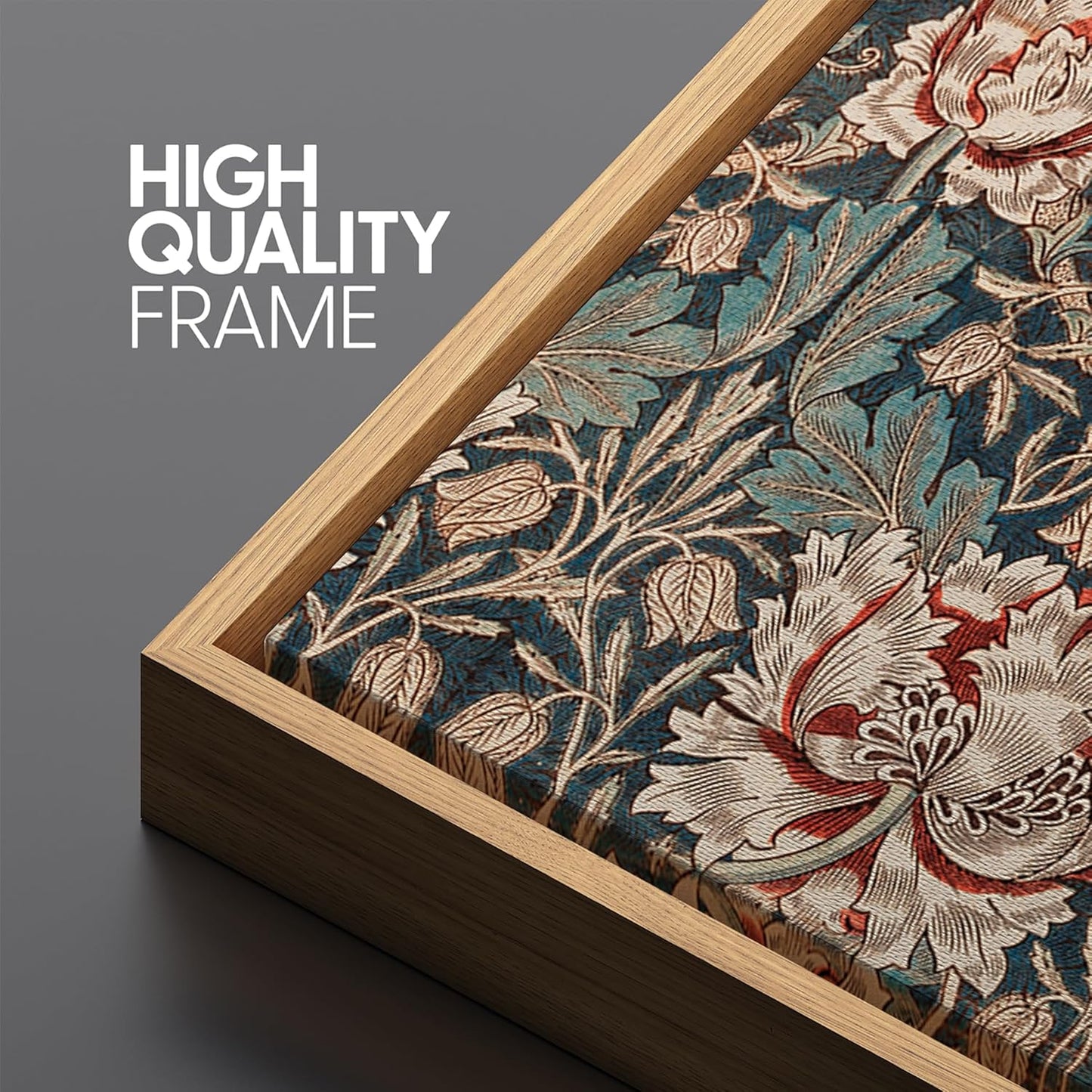 MUDECOR Extra Large Framed Canvas Print Wall Art Botanical Elegance Victorian Style Floral Antique Retro Fine Art Illustrations Decorative Colorful for Bedroom - 60"x30"