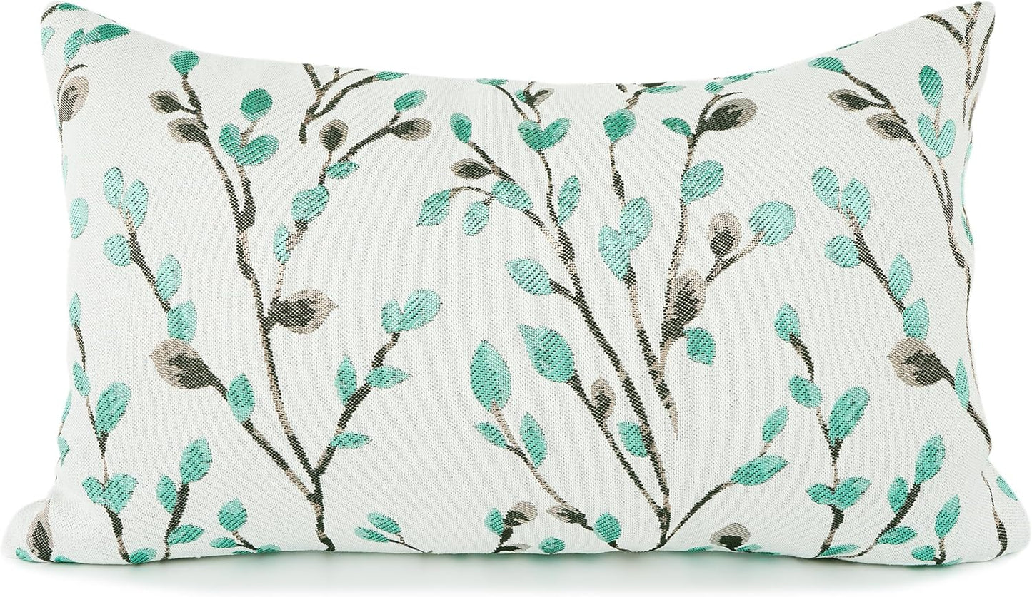 YOUR SMILE Classical Embroidery Jacquard Green Square Decorative Throw Pillow Case Cushion Cover,12x20 inch