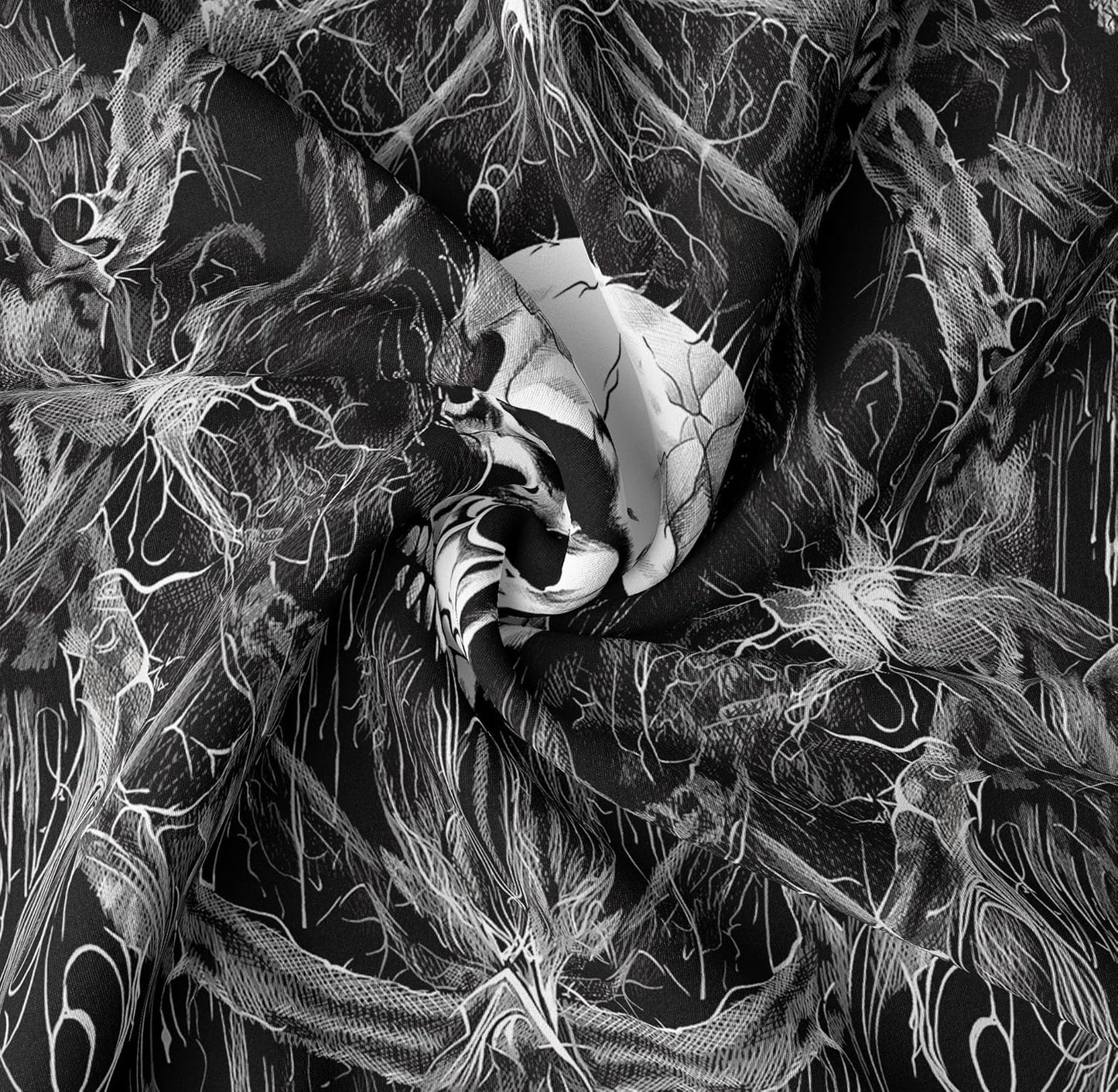 Tapzen Gothic Black and White Wall Tapestry - Dark Skeleton Horror Design - Aesthetic Cool for Bedroom, Living Room, Dorm (60 x 60 inches)