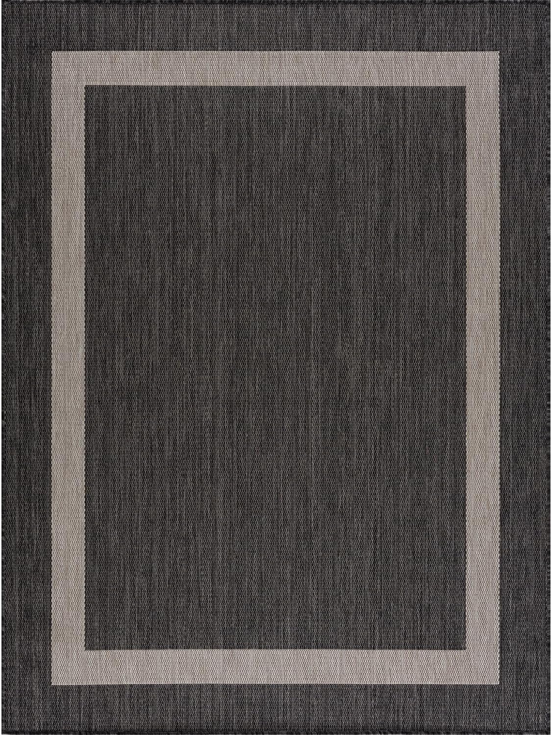CAMILSON Outdoor Rug 6x9,Modern Outside Rugs for Patios Porches Waterproof Durable Washable Non-Shedding, Easy-to-Clean Indoor Outdoor Area Carpet (6 x 9, Bordered - Dark Gray/Light Gray)