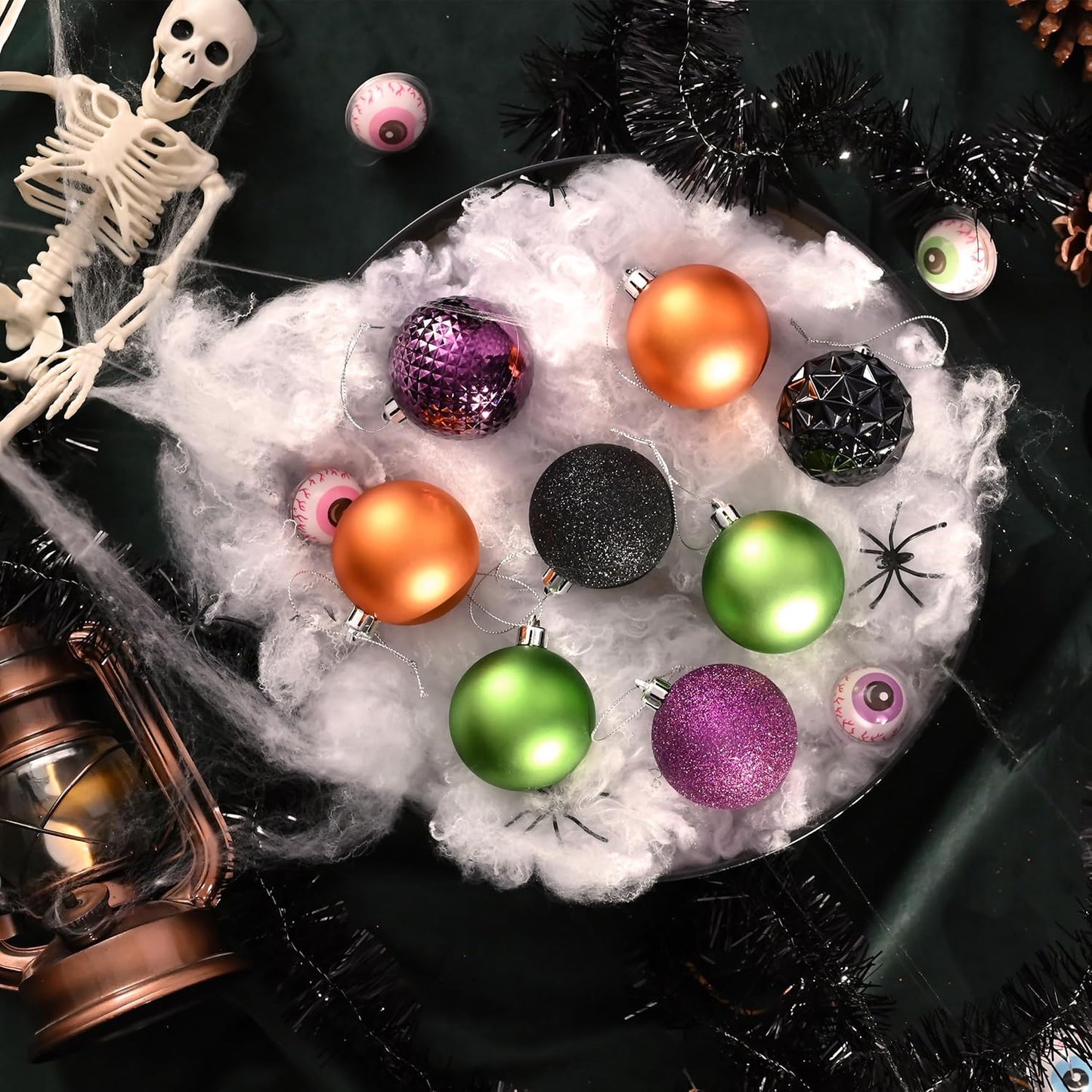 Valery Madelyn Christmas Tree Decorations Ornament Set for Fall Halloween, 50ct 2 Inches Orange Purple Black Shatterproof Christmas Ball Ornaments Hanging Xmas Holiday Party Decor