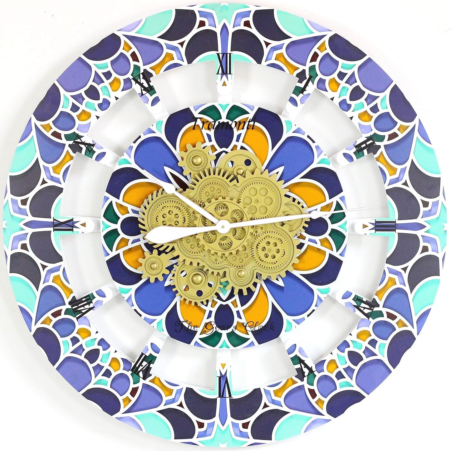The Gears Clock Wall Clock Italy Collection with Moving Gears (Tramonti, 36 inch Round)