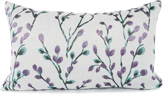 YOUR SMILE Classical Embroidery Jacquard Purple Square Decorative Throw Pillow Case Cushion Cover,12x20 inch