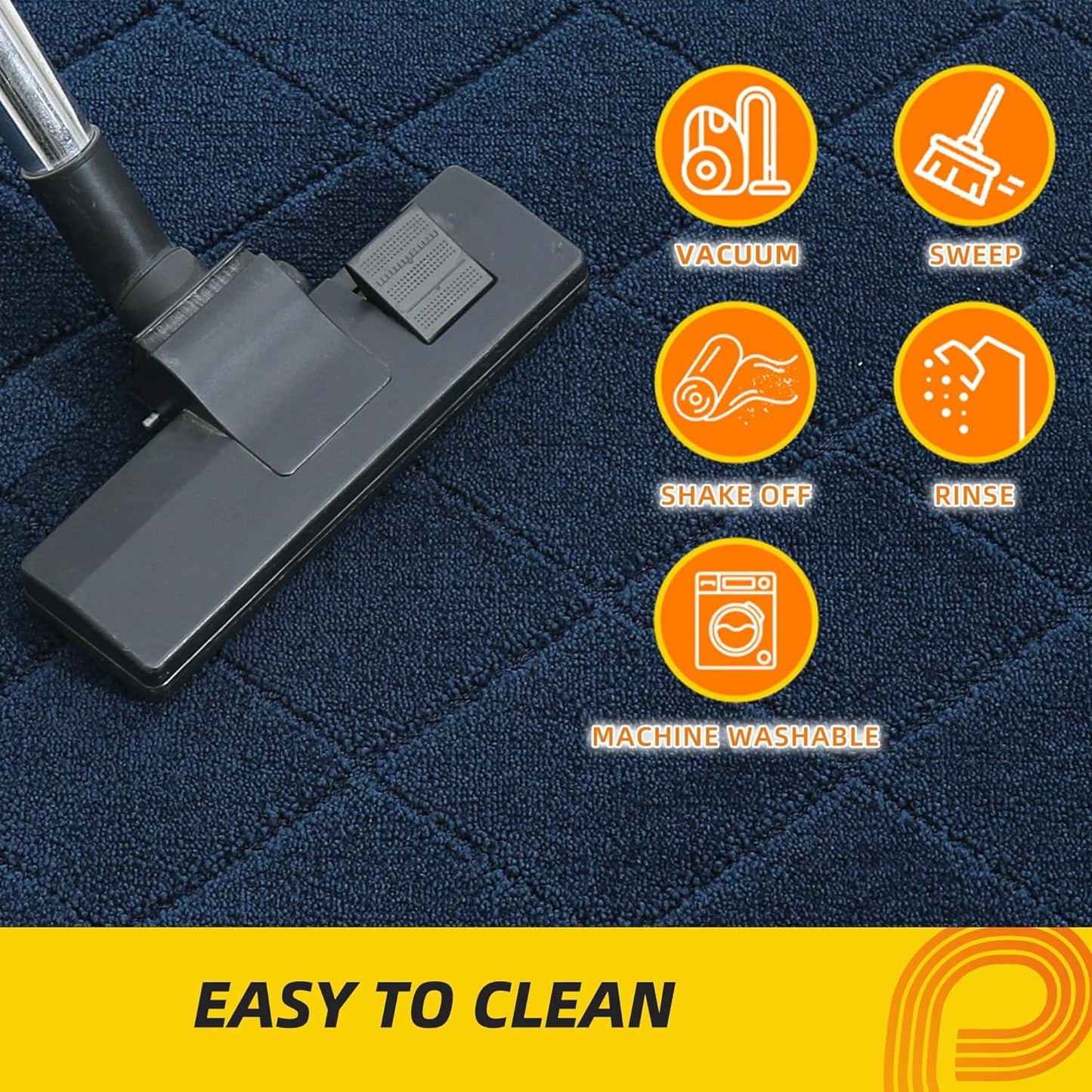 JSEI Dirt Trapper Door Mat 24"x36", Non-Slip Washable Entryway Mats, Dog Door Mat, Stain Resistant and Absorbent Floor Mats, Low Profile Welcome Mat for Front Back Door, Navy Blue