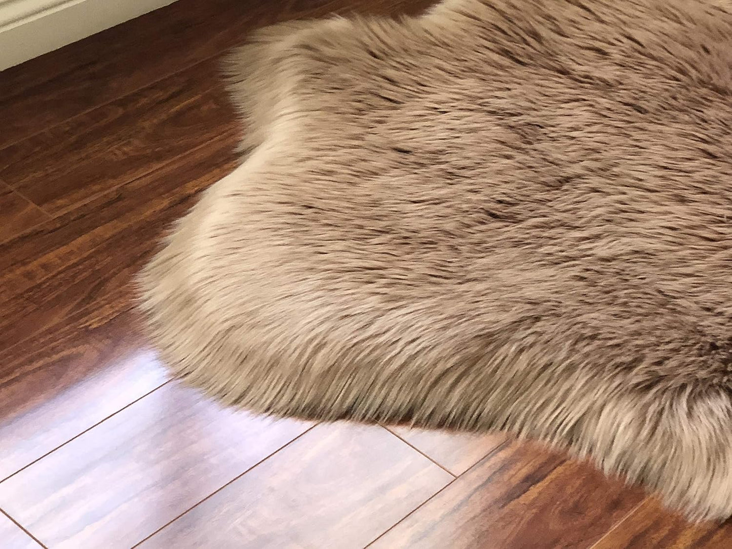 LAMBZY Faux Sheepskin Hypoallergenic Free Shape Silky Shag Rug, Luxury Shaggy Plush Carpet for Bedrooms Living Room Kids Rooms Sofa Floor Rugs (Duo Decto 12 Pelts, 180x360cm, Camel)