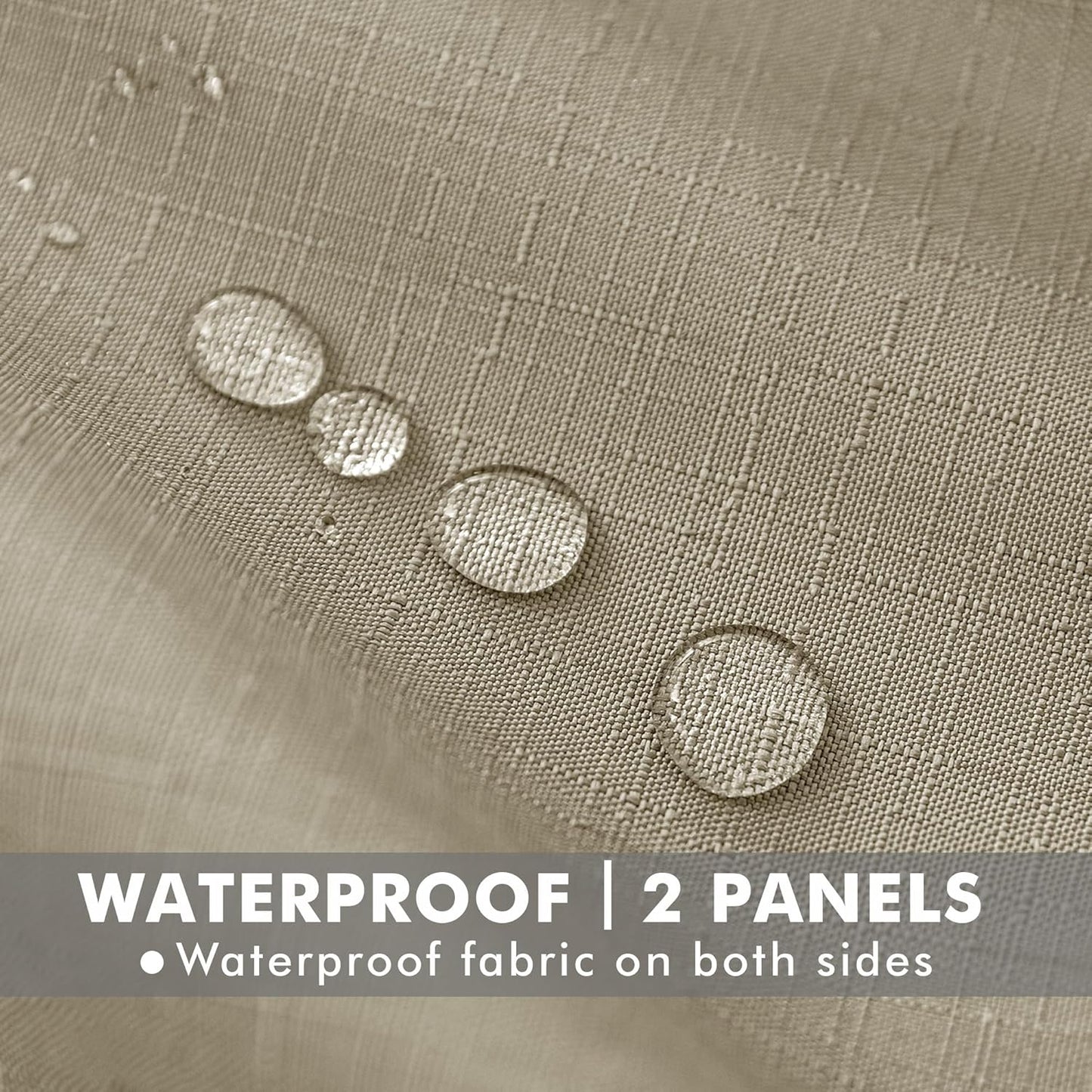 HolidayIdeas 4 Panels Linen Outdoor Curtains for Patio Waterproof Taupe Outside Curtains 54"x120"-Gazebo Curtains Weighted Weatherproof, Privacy for Pergola, Porch, Cabana, Living Room