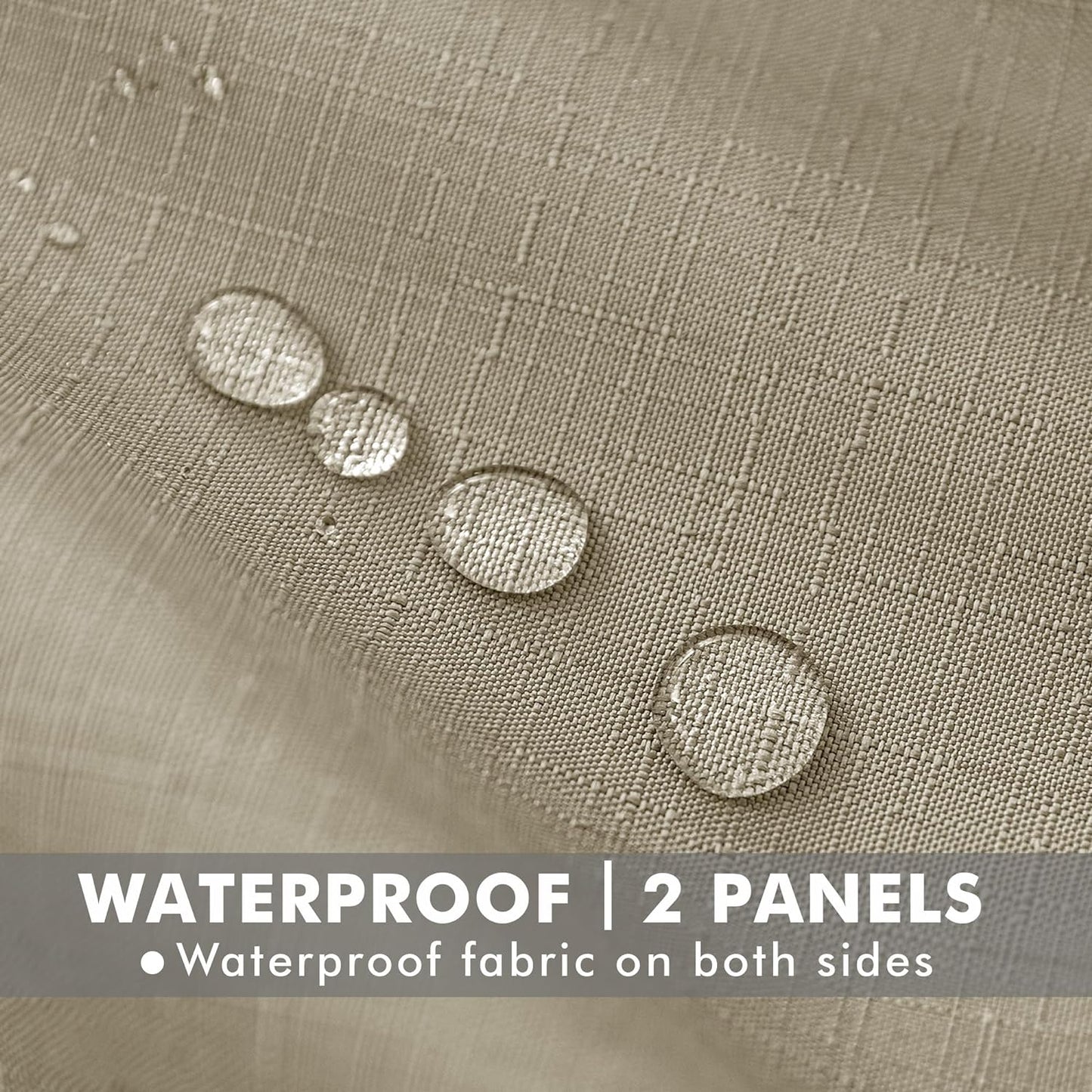 HolidayIdeas 6 Panels Linen Outdoor Curtains for Patio Waterproof Taupe Outside Curtains 54"x95"-Indoor/Outdoor Gazebo Curtains Weighted Weatherproof, Privacy for Pergola, Porch, Cabana, Backyard