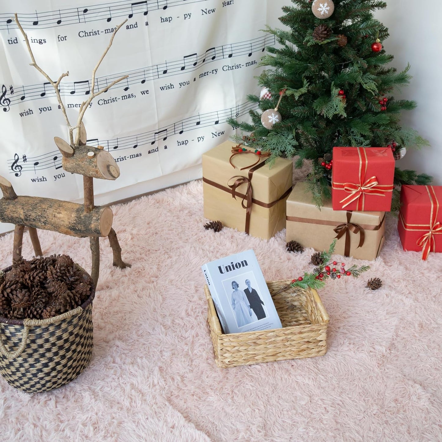 VATIMA Hyacinth Medium Wicker Basket 13.6x9.5x5.6" - With Handle, Living Room Decor, Rectangular Design