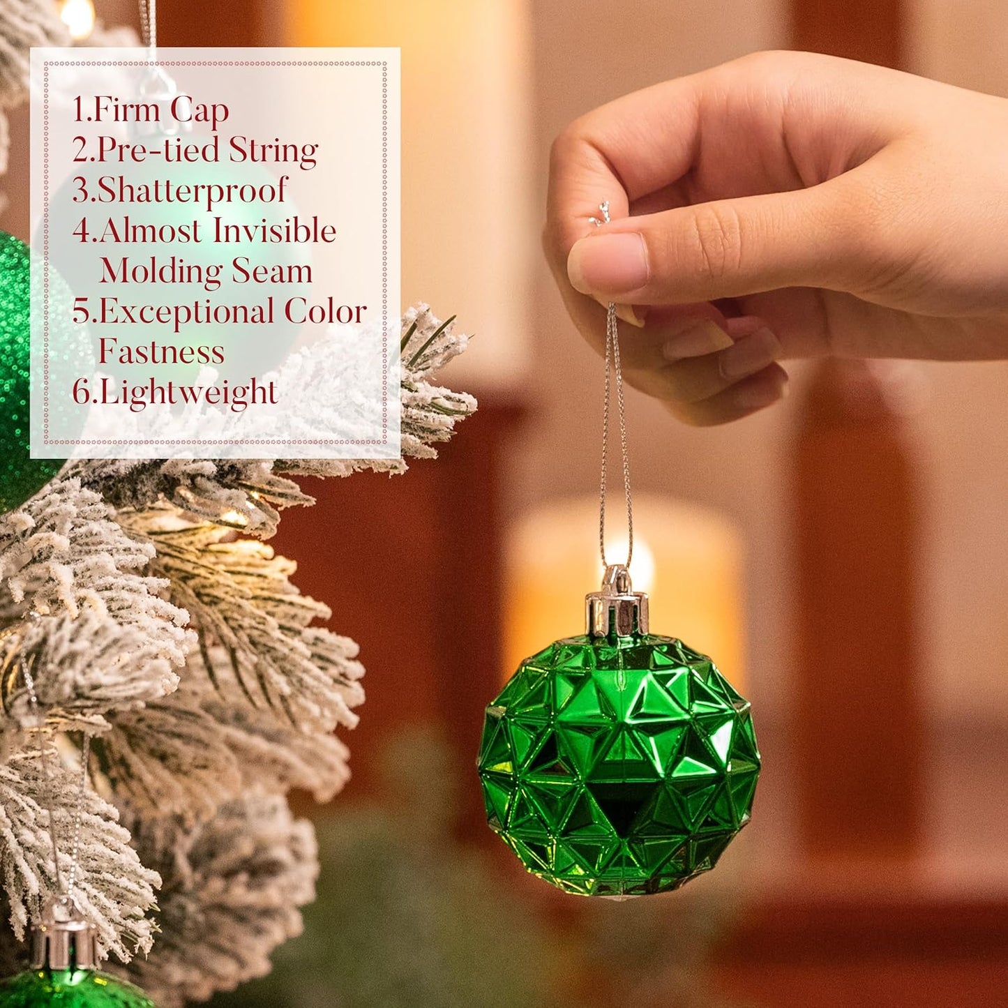 Valery Madelyn Christmas Tree Decorations Ornament Set for Fall Halloween, 50ct 2.36 Inches Emerald Green Shatterproof Christmas Ball Ornaments Hanging Xmas Holiday Party Decor