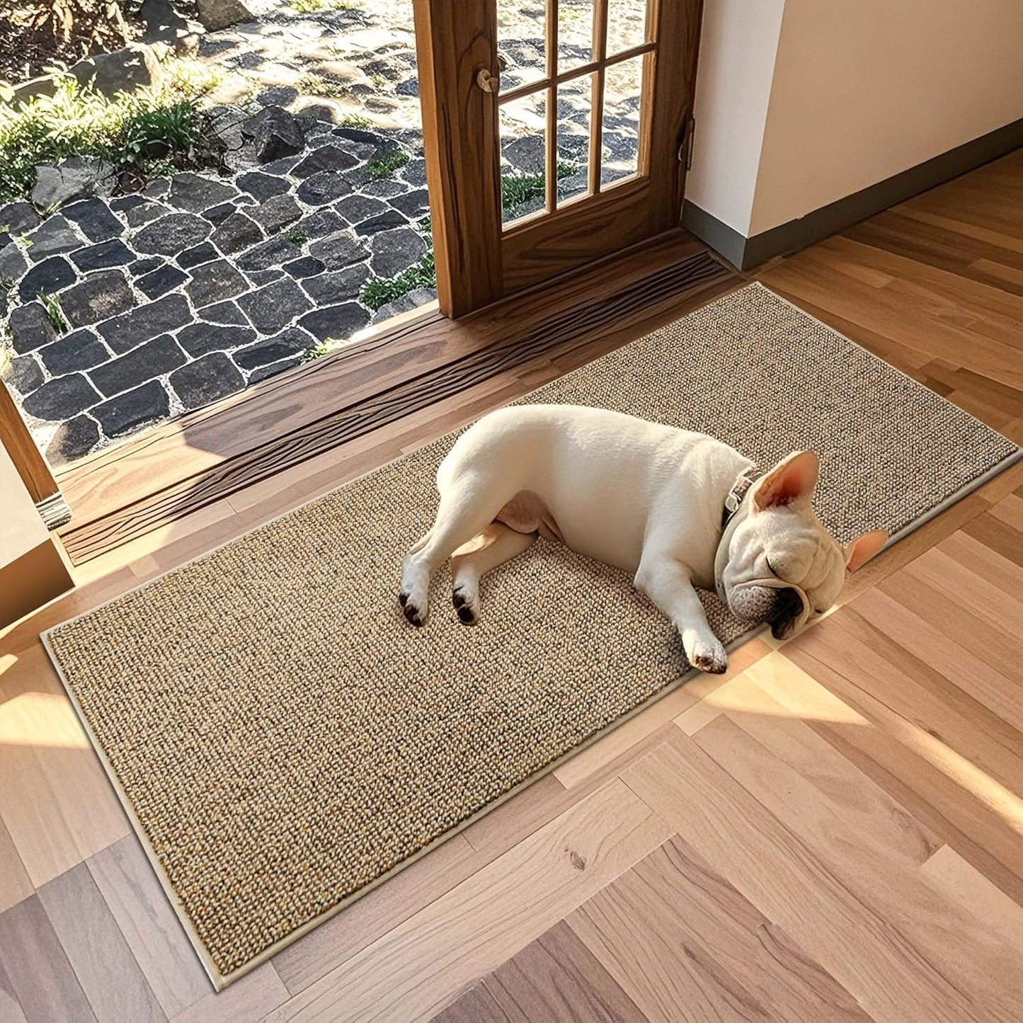 JSEI Dirt Trapper Door Mat 24"x60" Non-Slip Washable Entrance Mat, Dog Doormats, Absorbent & Fade-Resistant Floor Mats, Low Profile Welcome Mats for Entryway, Front Door, and Inside Entrance, Beige