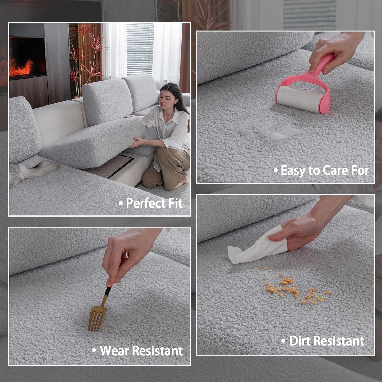 Couch Cushion Covers for Sectional Sofa, Stretch Soft Sofa Slipcovers Washable Wear-Resistant Universal Furniture Protector for Living Room(1 Piece Loveseat Cover, Light Gray)