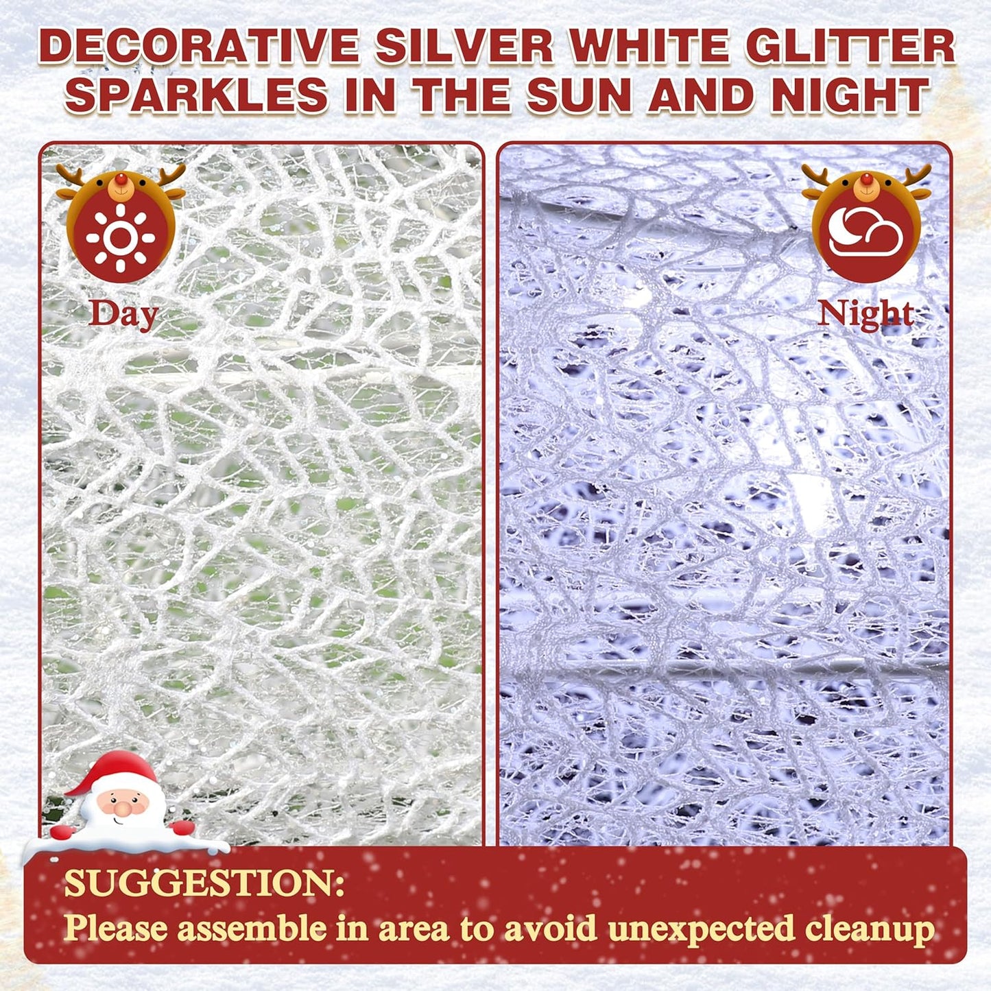 BlueWish 6FT Christmas Decorations Outdoor, Pre-Lit Lighted Xmas Decor with Removable Decorative Bow, Lighted Post Christmas Decoration with Waterproof Lights Cold White for Outdoor and Indoor