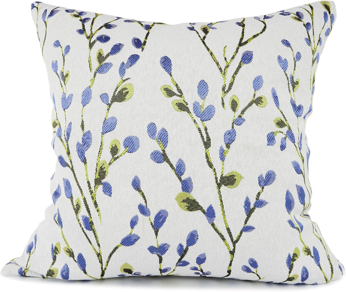 YOUR SMILE Classical Embroidery Jacquard Blue Square Decorative Throw Pillow Case Cushion Cover 18x18 inch