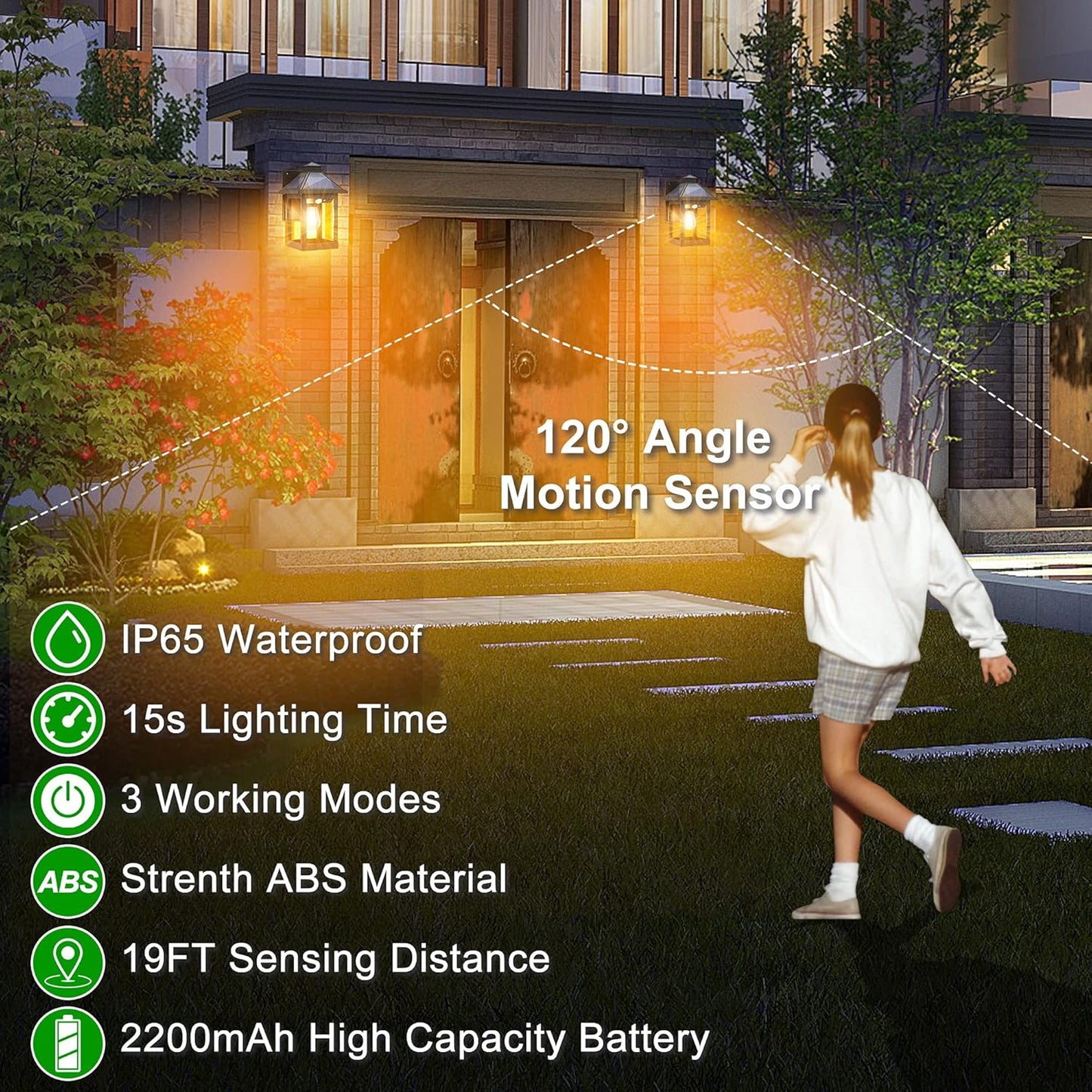 Solar Powered Wall Lanterns Outdoor with 3 Modes, Dusk to Dawn Motion Sensor LED Sconce Lights Waterproof, Exterior Front Porch Security Lamps Wall Mount Patio Fence Decorative Light Fixtures