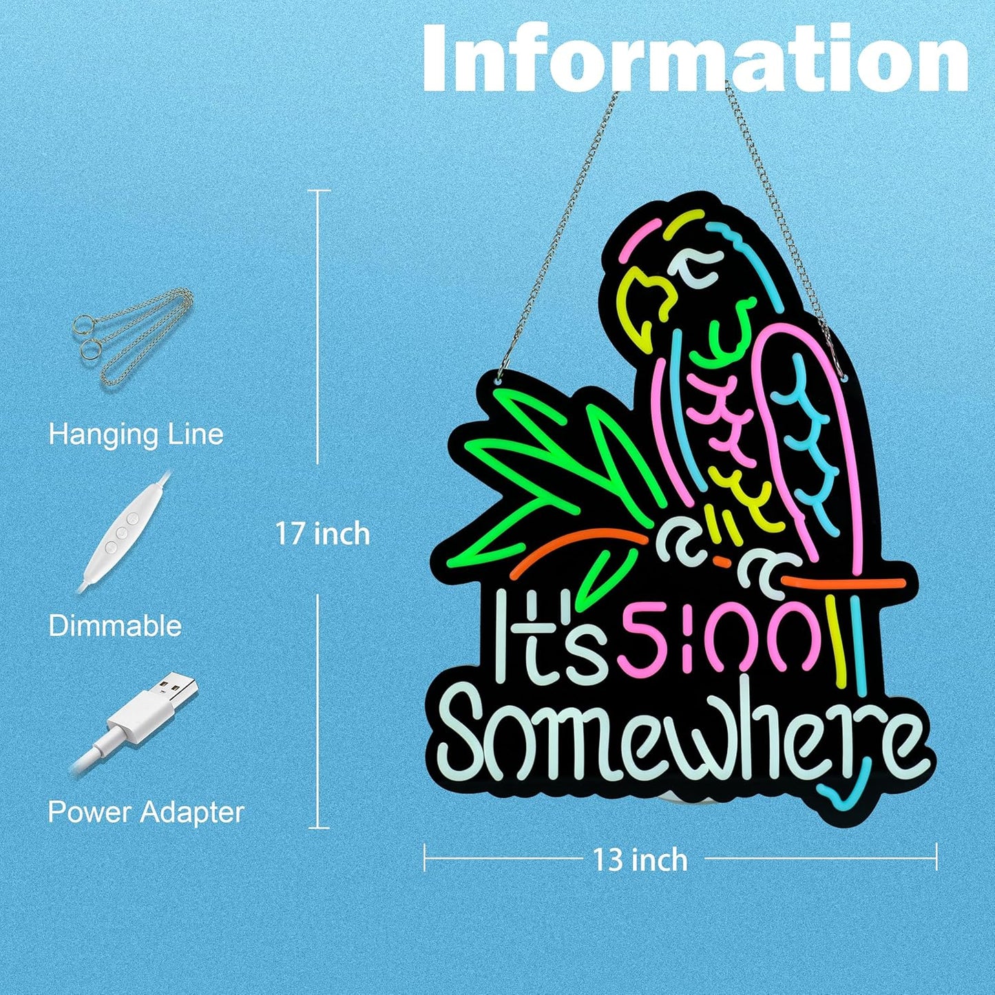 Ultrathin Its 5 00 O'clock Some Where Neon Sign Art Wall Lights for Bedroom Windows Glass Hotel Pub Cafe Wedding Birthday Party Gifts